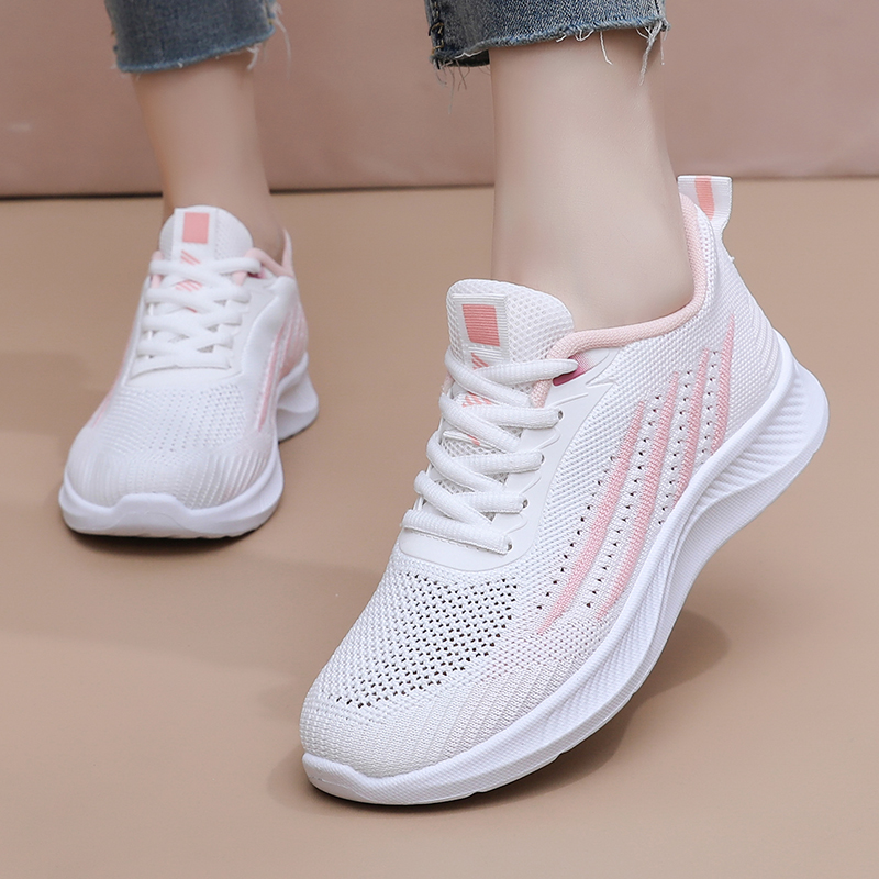 Tênis casuais de malha para mu - Knit Fabric Lace Up Sneakers avaliação e preço